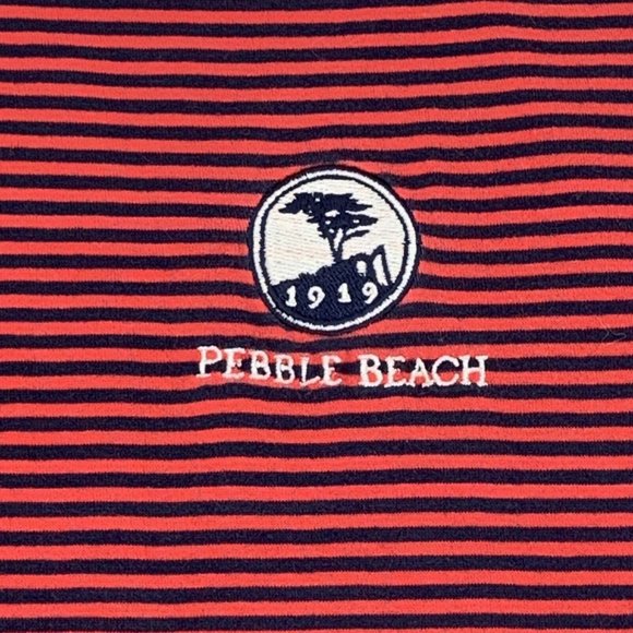 Men's Pebble Beach‎ Collection Golf Short Sleeve Polo Shirt Red Black Stripes XL - Picture 1 of 8